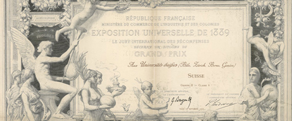 Urkunde der Weltausstellung 1889 in Paris Urkunde der Weltausstellung 1889 in Paris